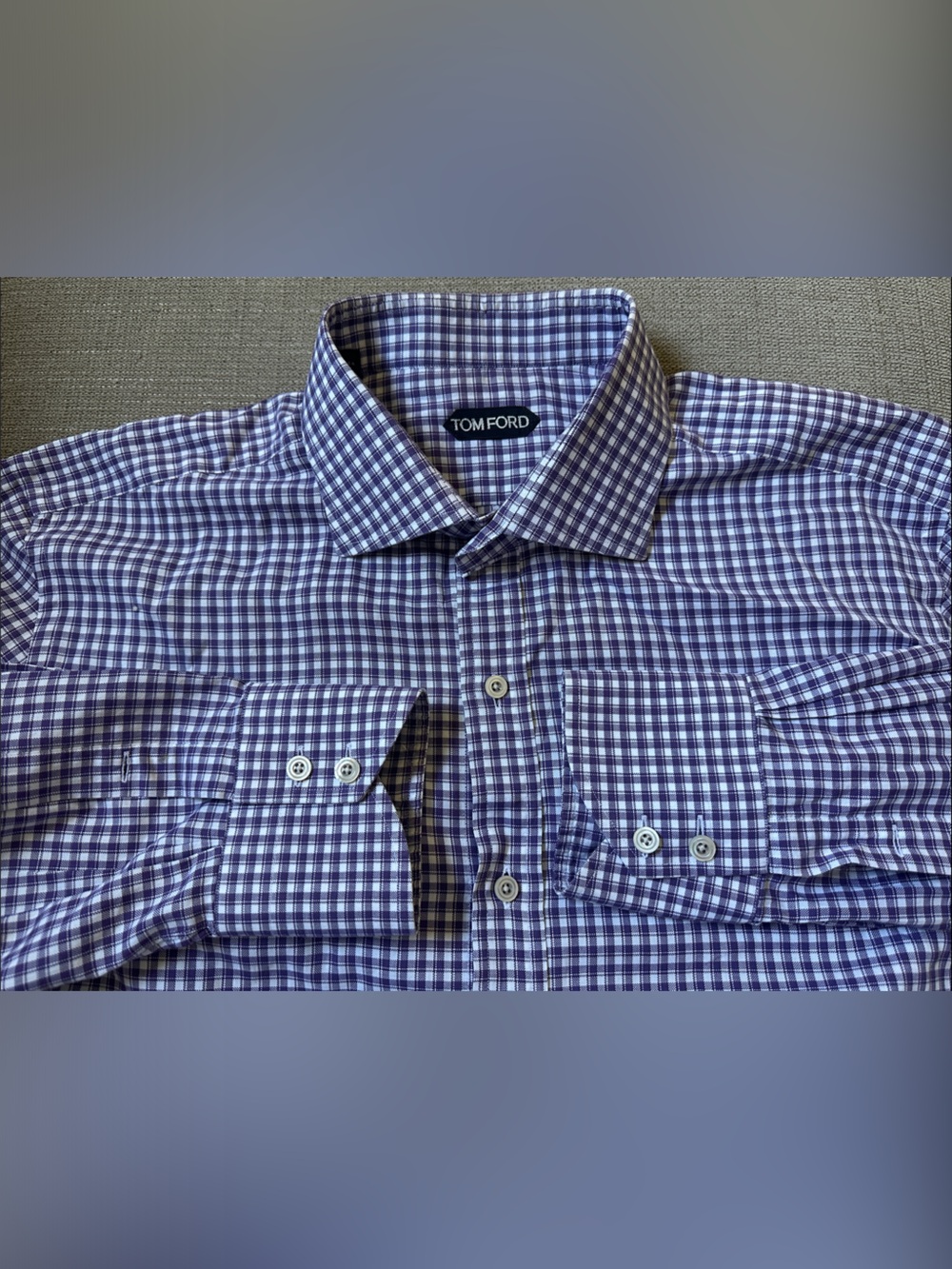 Tom Ford Multicolor Plaid Check Purple White Pattern Men’s Dress Shirt Size 18